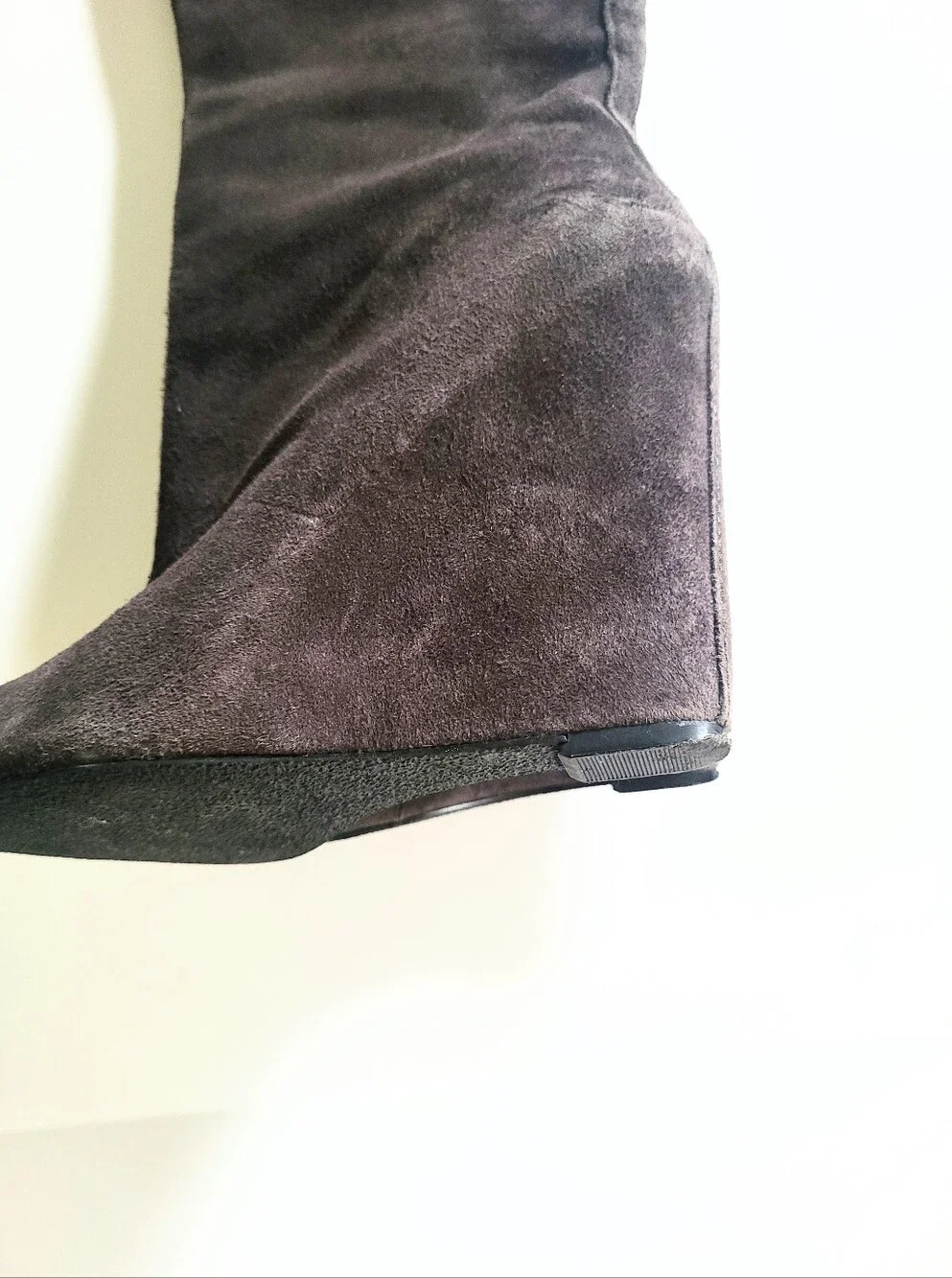 Nine West Soft Dark Esspresso Genuine Leather Suede Knee High Wedge Heel Boots 8
